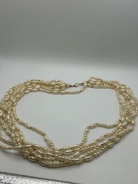 Multi-Strand Cream Pearl Necklace - Unbranded